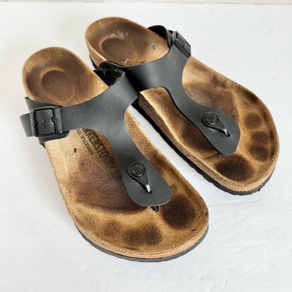 Birkenstock Gizeh Sandals Womens Size 41 Size 10-10.5 Black Birko-Flor T Strap - Picture 10 of 16